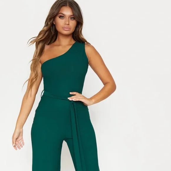 Emerald Green One Shoulder Jumpsuit One Shoulder Jumpsuit Emerald